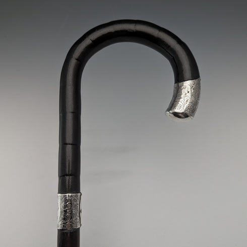 1911 年英國古董男士手杖純銀裝飾黑軸 85 公分 Henry Tracy Sons